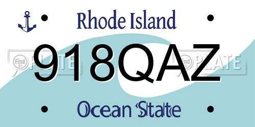918QAZ Rhode Island License Plate