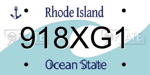 918XG1 Rhode Island License Plate