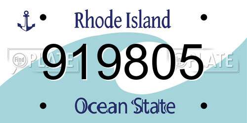 919805 Rhode Island License Plate