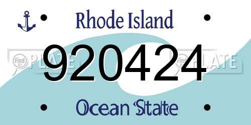 920424 Rhode Island License Plate