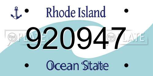 920947 Rhode Island License Plate
