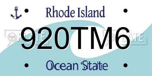 920TM6 Rhode Island License Plate