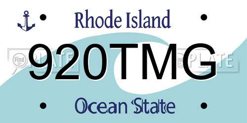 920TMG Rhode Island License Plate