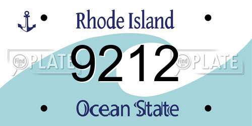 9212 Rhode Island License Plate
