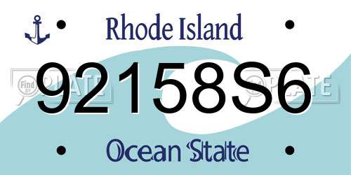 92158S6 Rhode Island License Plate