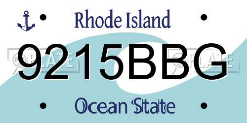 9215BBG Rhode Island License Plate