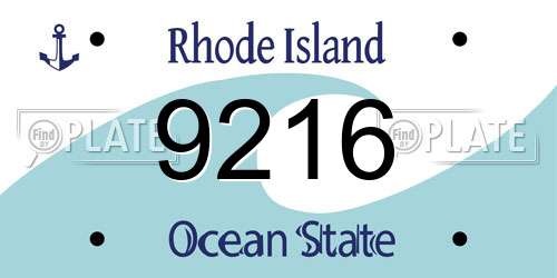 9216 Rhode Island License Plate