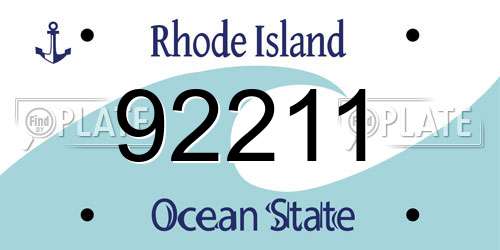 92211 Rhode Island License Plate