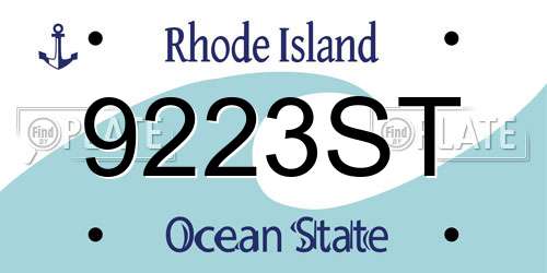 9223ST Rhode Island License Plate