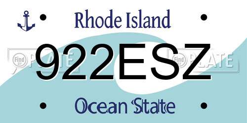 922ESZ Rhode Island License Plate