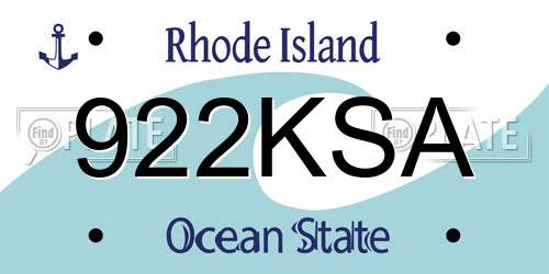922KSA Rhode Island License Plate