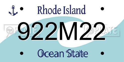 922M22 Rhode Island License Plate