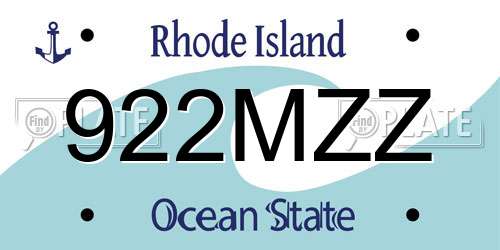 922MZZ Rhode Island License Plate