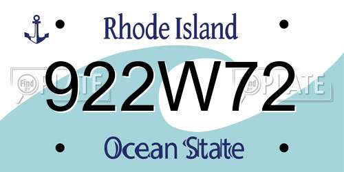 922W72 Rhode Island License Plate