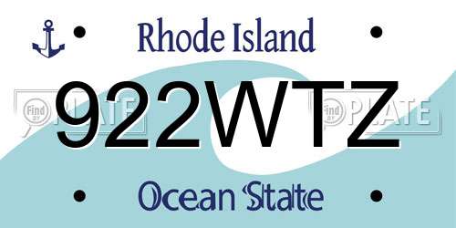 922WTZ Rhode Island License Plate