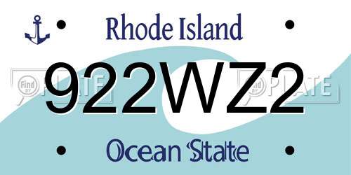 922WZ2 Rhode Island License Plate