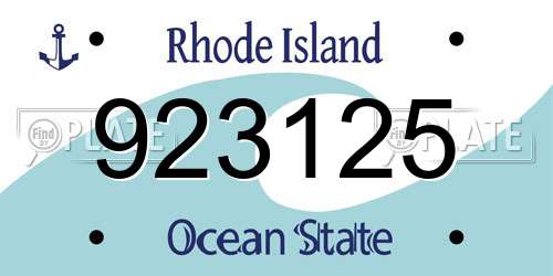 923125 Rhode Island License Plate