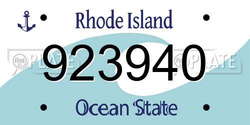 923940 Rhode Island License Plate