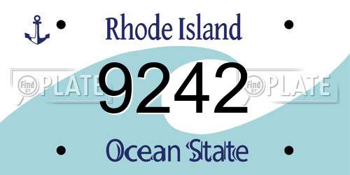 9242 Rhode Island License Plate