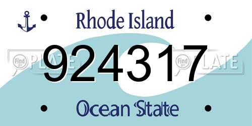 924317 Rhode Island License Plate