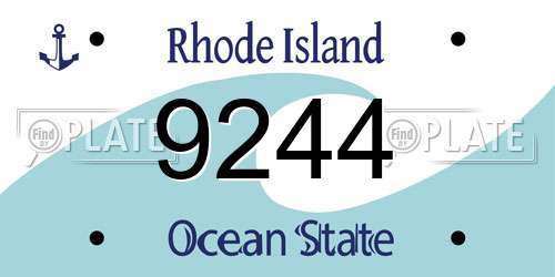 9244 Rhode Island License Plate
