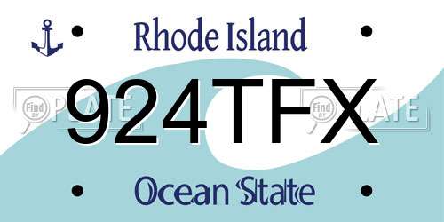 924TFX Rhode Island License Plate