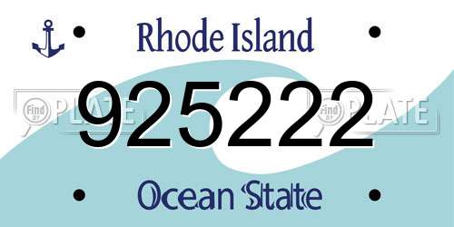 925222 Rhode Island License Plate