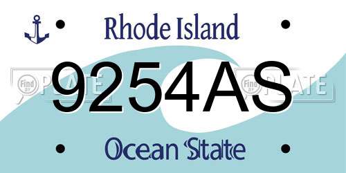 9254AS Rhode Island License Plate