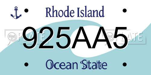 925AA5 Rhode Island License Plate