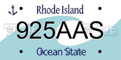 925AAS Rhode Island License Plate