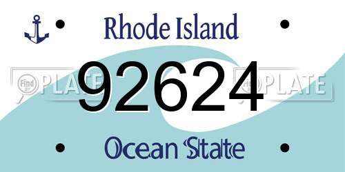 92624 Rhode Island License Plate