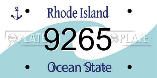 9265 Rhode Island License Plate