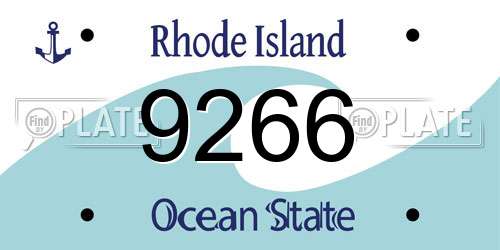 9266 Rhode Island License Plate