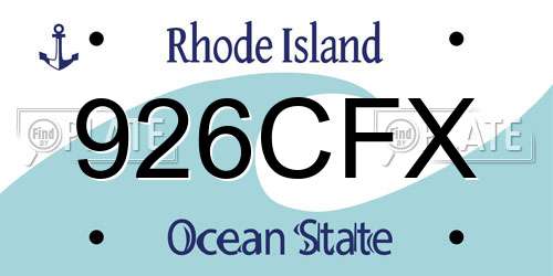 926CFX Rhode Island License Plate