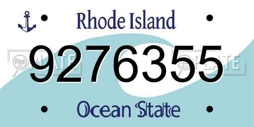 9276355 Rhode Island License Plate