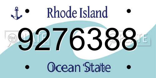 9276388 Rhode Island License Plate