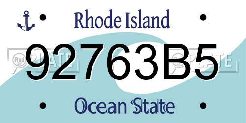 92763B5 Rhode Island License Plate