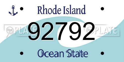 92792 Rhode Island License Plate