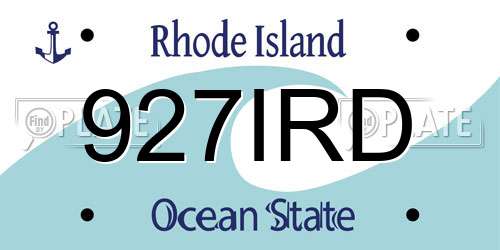 927IRD Rhode Island License Plate