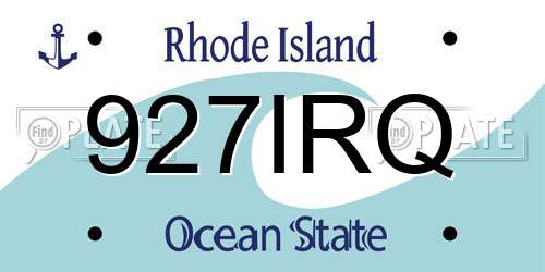 927IRQ Rhode Island License Plate