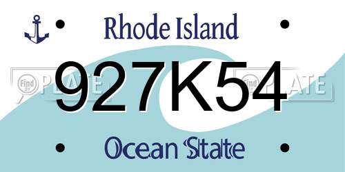 927K54 Rhode Island License Plate