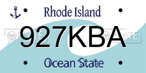 927KBA Rhode Island License Plate