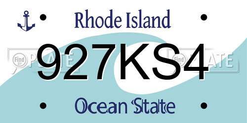 927KS4 Rhode Island License Plate