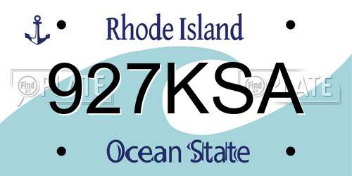 927KSA Rhode Island License Plate
