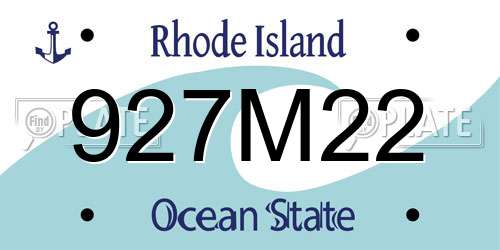 927M22 Rhode Island License Plate