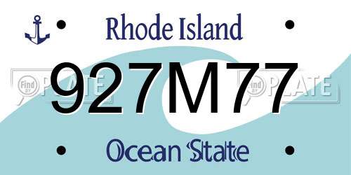 927M77 Rhode Island License Plate