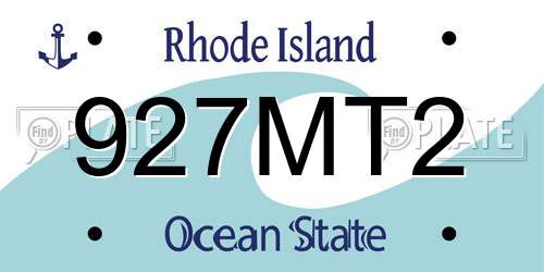 927MT2 Rhode Island License Plate