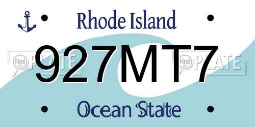 927MT7 Rhode Island License Plate