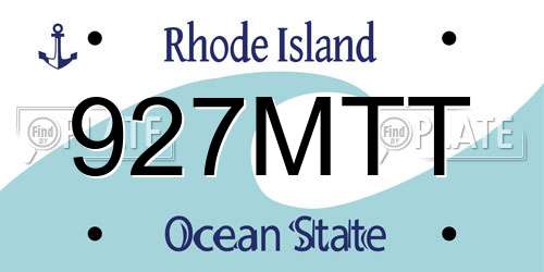 927MTT Rhode Island License Plate