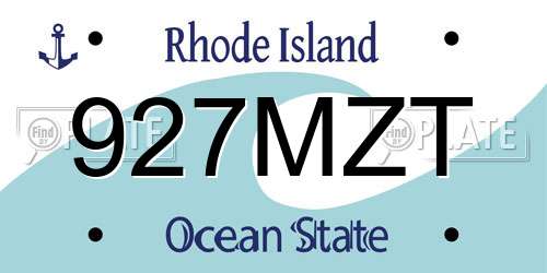 927MZT Rhode Island License Plate